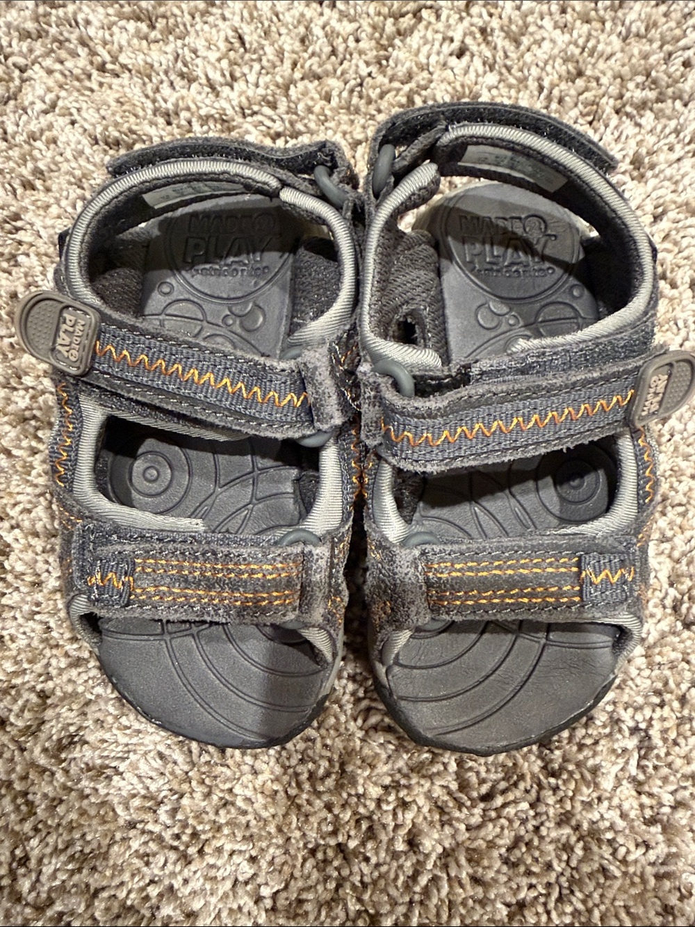 Stride Rite Black Kids Sandals with Orange Stitching